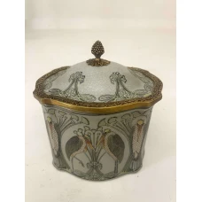 Dish. A dish with a lid. Fajan, bronze