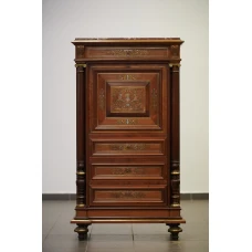 Antique mahogany cabinet with bronze inlays