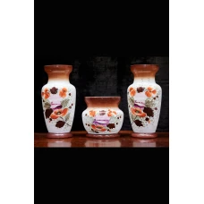 Hand-painted  ceramic set of 3 vases