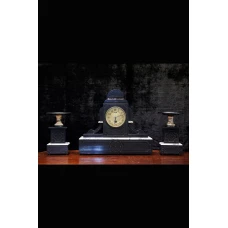 Antique mantel clock with candlesticks