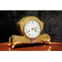 Table clock, hand-painted with bronze elements 