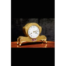 Table clock, hand-painted with bronze elements 