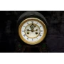 Mantel clock with candlesticks, marble with gold inlays