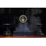 Mantel clock with candlesticks, marble with gold inlays