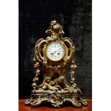 Rococo style gilded bronze mantel clock