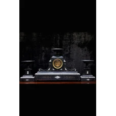 Antique French mantle clock with 2 candlesticks 